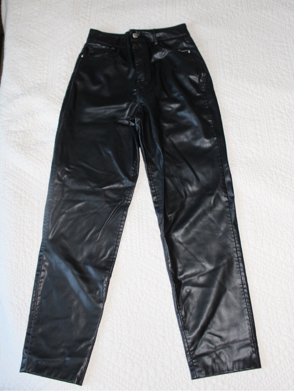 Zara Black High-Rise Faux Leather Jeans